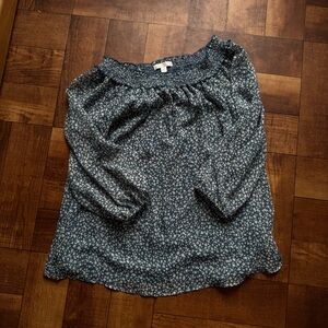 LC Lauren Conrad Teal Floral Top